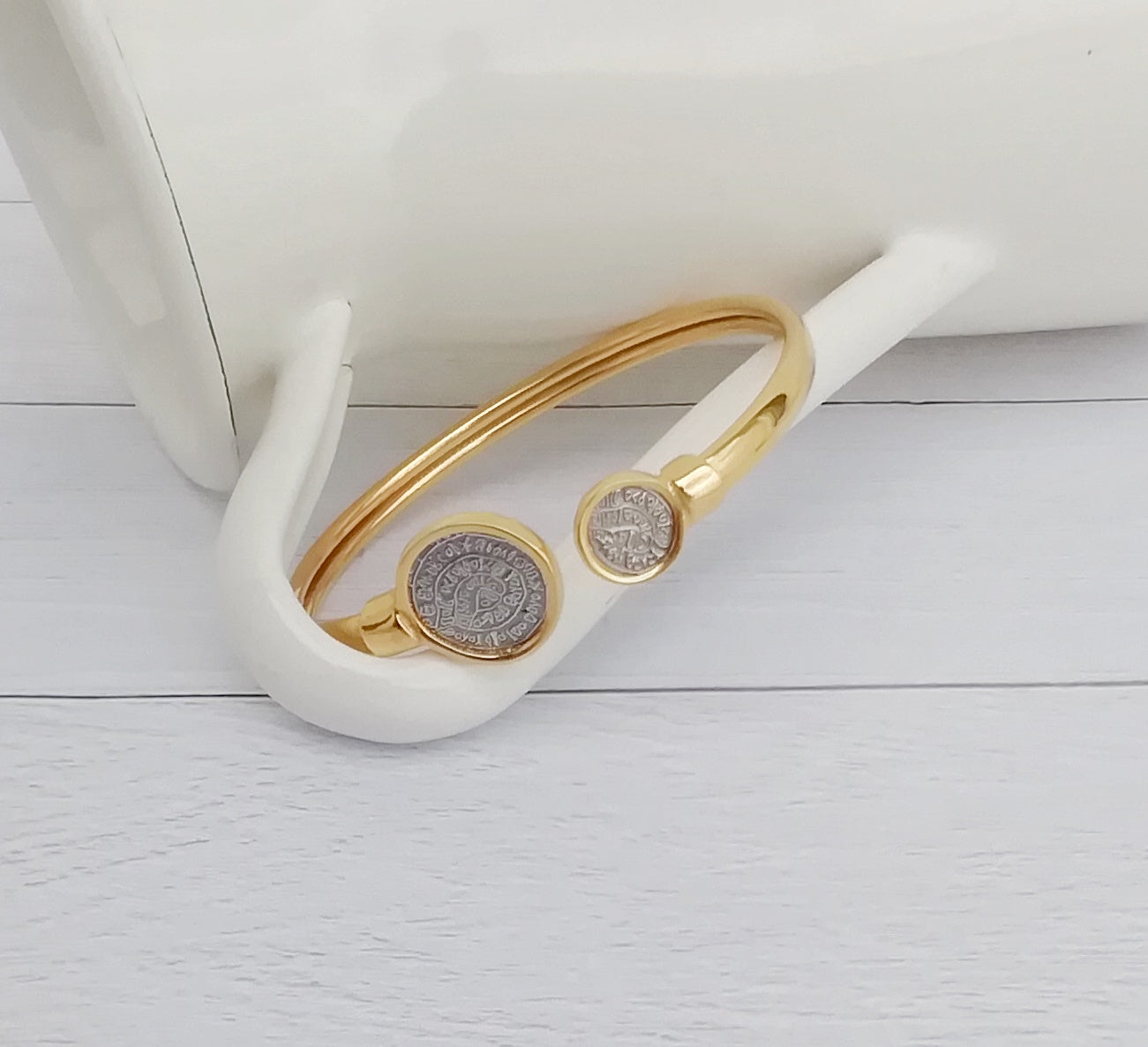 Gold Cuff Signet Bracelet, Ancient Greek Coin Bracelet