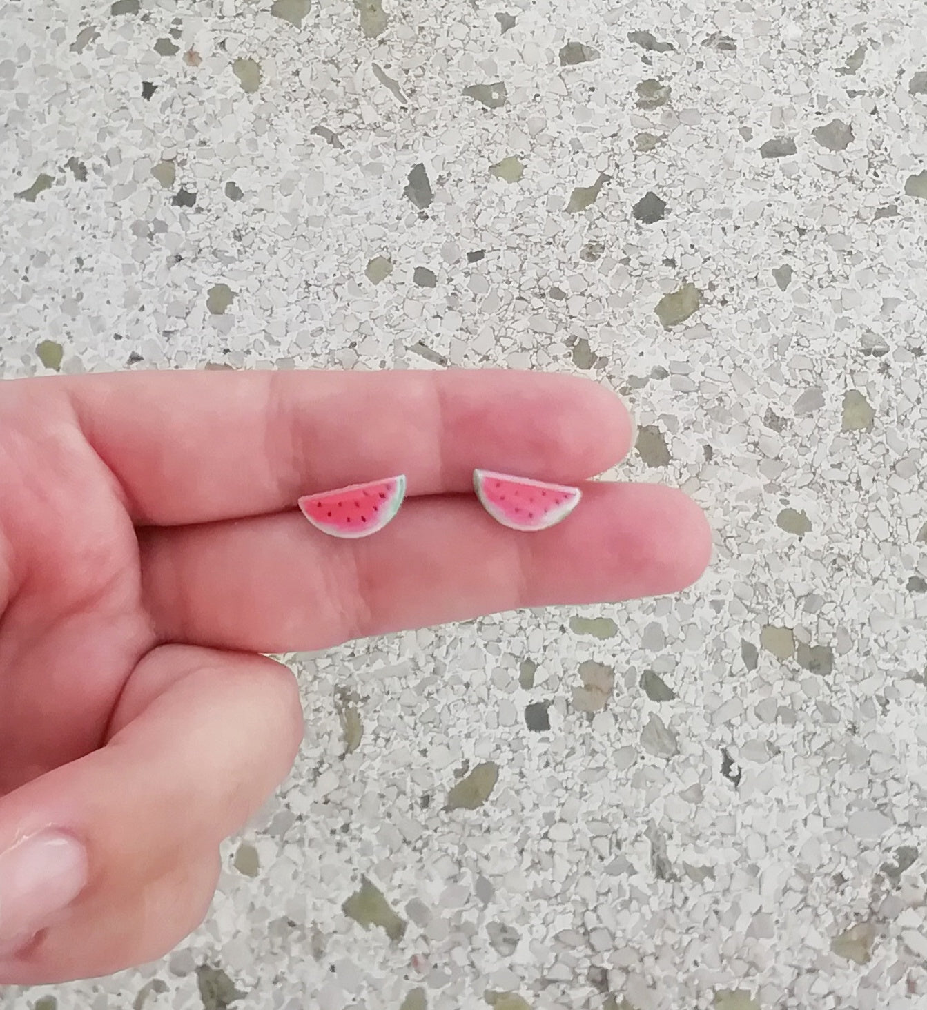 Watermelon Stud Earrings, Cute Summer Fruit Earrings, Food Lover Gift