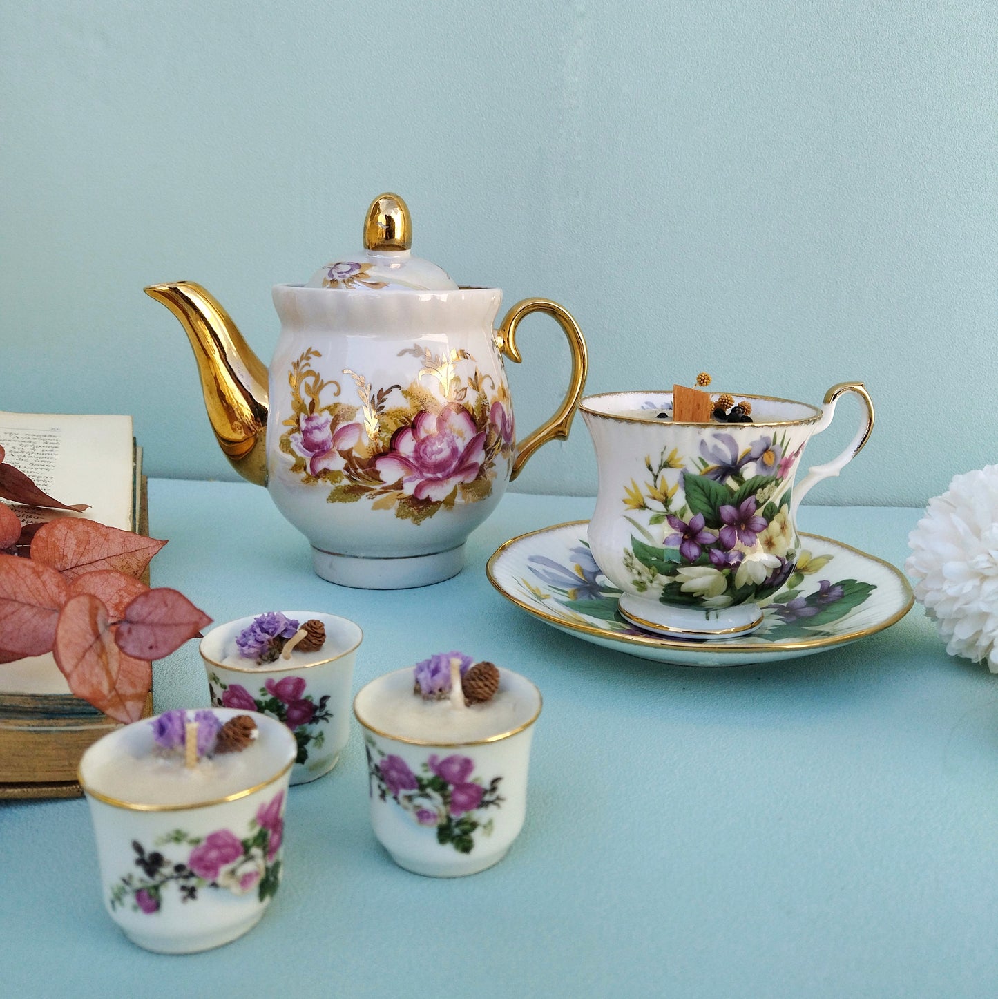 Vintage Ceramic Teapot Candle
