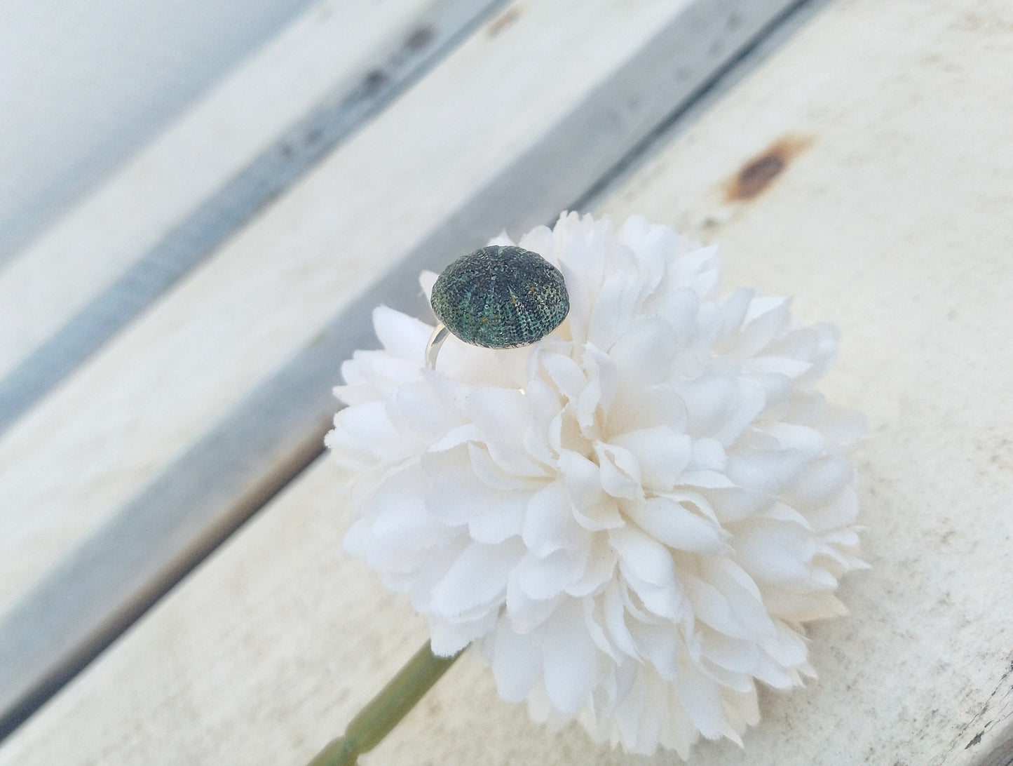 Sea Urchin Ring, Statement Handmade Adjustable Rings, Beach Wedding Gift For Bridesmaids