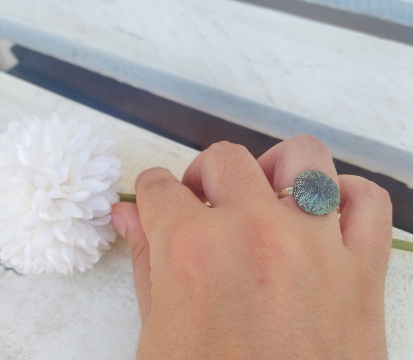 Sea Urchin Ring, Statement Handmade Adjustable Rings, Beach Wedding Gift For Bridesmaids