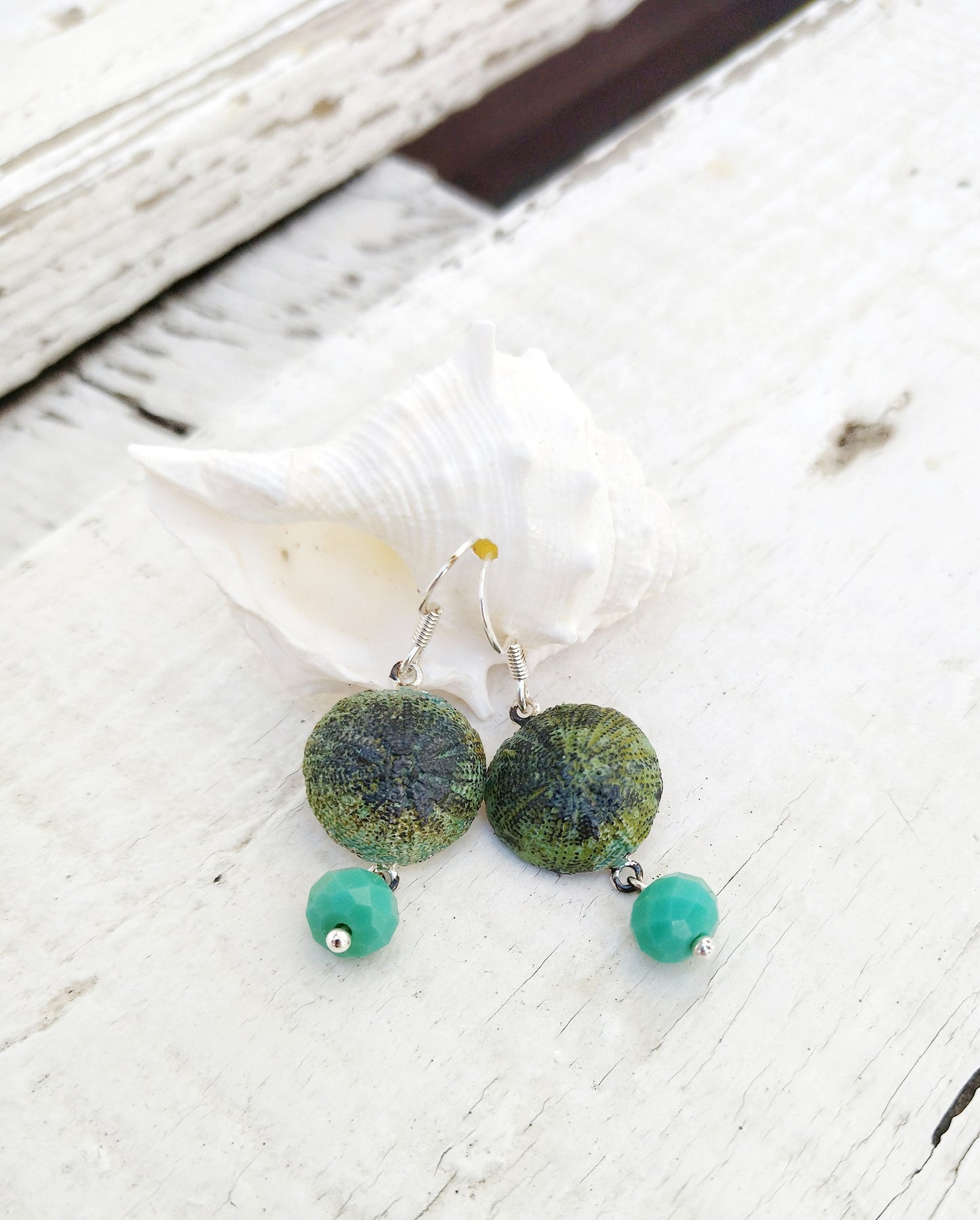 Oxidized Silver Urchin Earrings, Sea Life Jewelry, Beach Wedding Gift For Bridesmaid