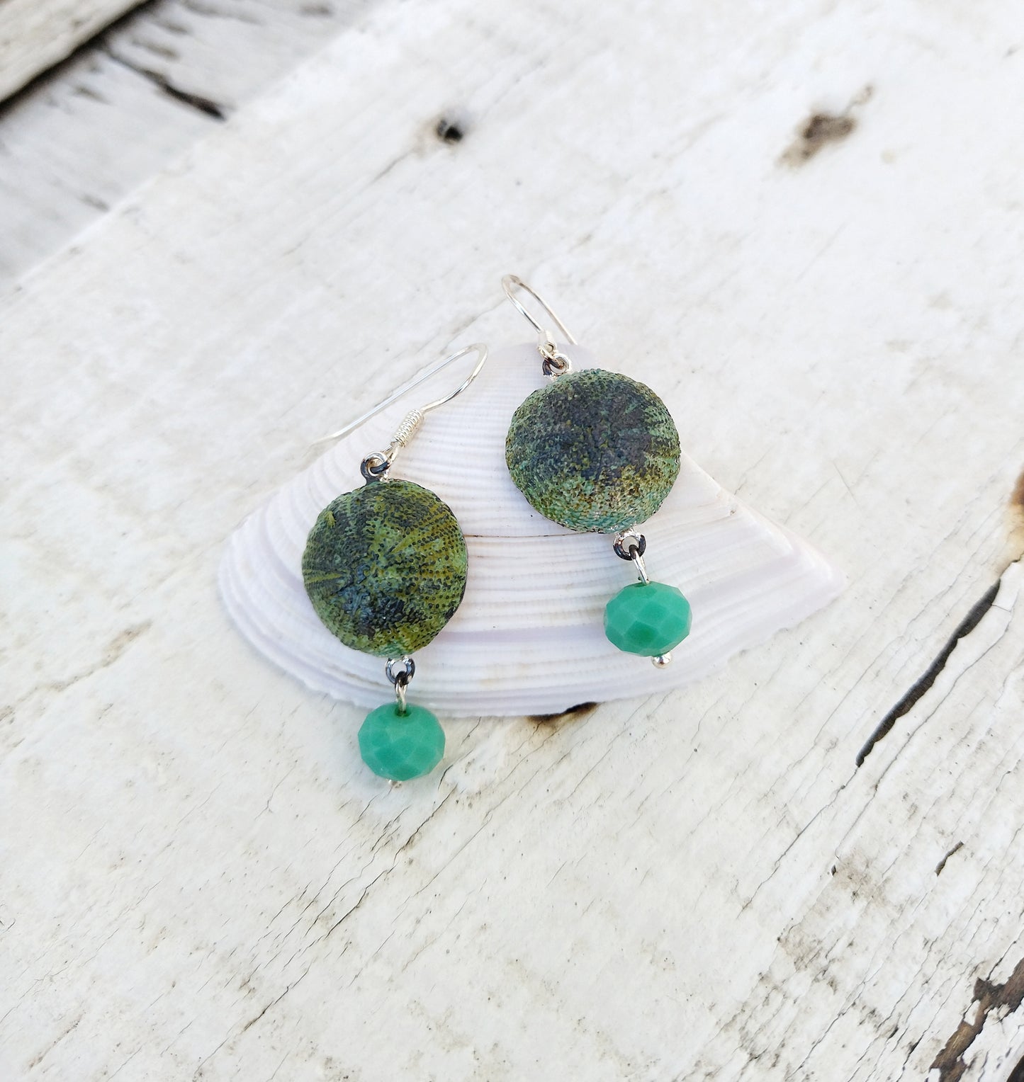 Oxidized Silver Urchin Earrings, Sea Life Jewelry, Beach Wedding Gift For Bridesmaid