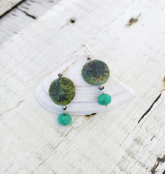 Oxidized Silver Urchin Earrings, Sea Life Jewelry, Beach Wedding Gift For Bridesmaid