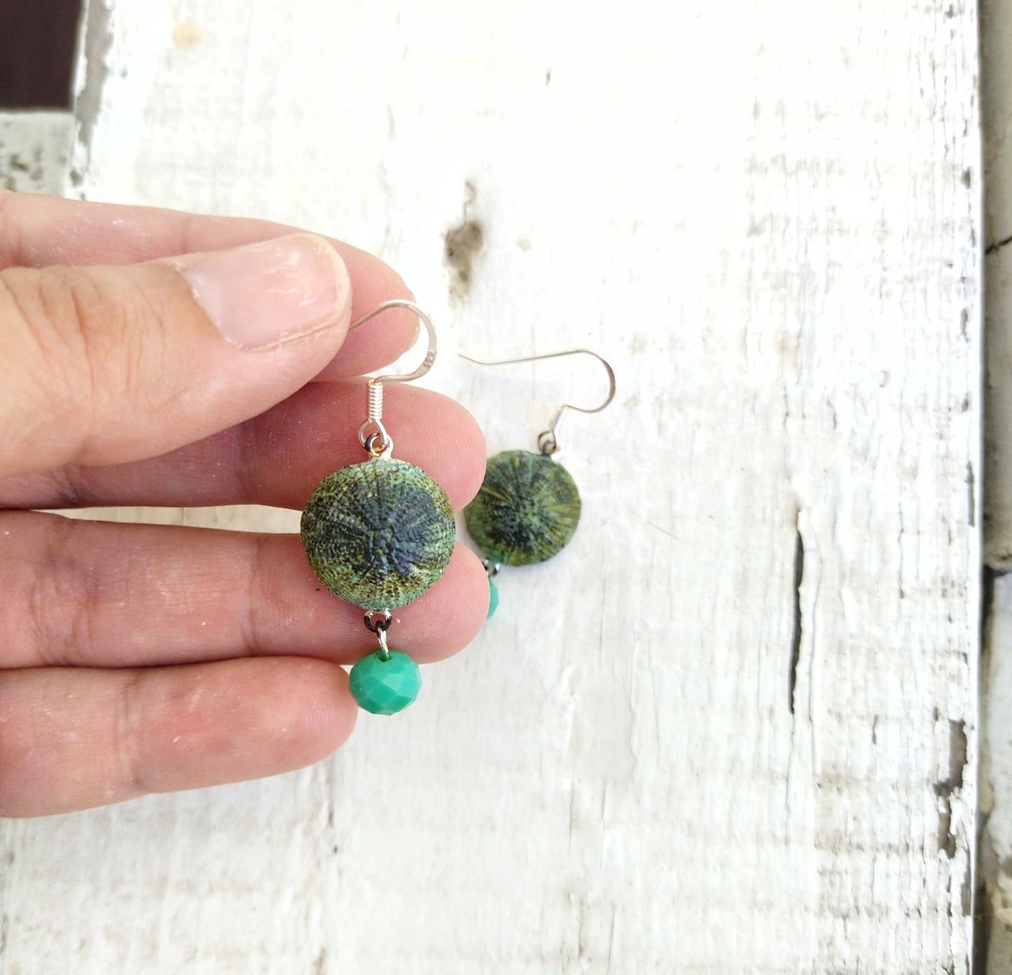 Oxidized Silver Urchin Earrings, Sea Life Jewelry, Beach Wedding Gift For Bridesmaid