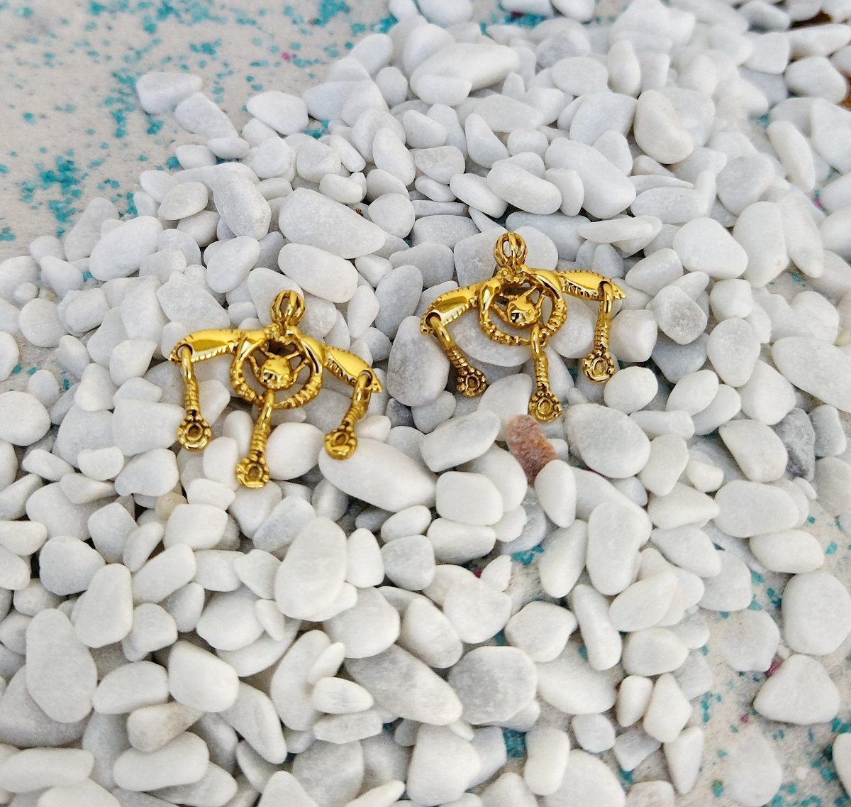 Minoan Bee Stud Earrings From 22k Gold Filled Silver