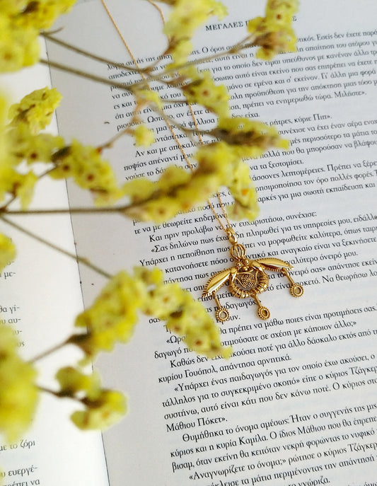 Minoan Bee Necklace From 22k Gold Filled Silver