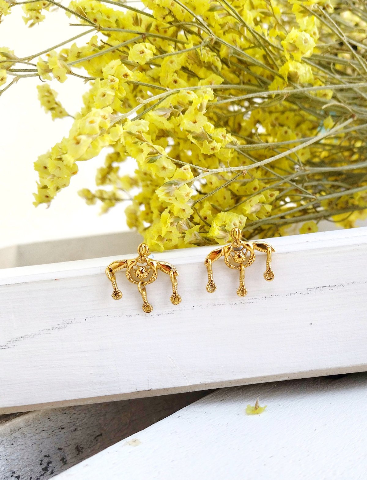 Minoan Bee Stud Earrings From 22k Gold Filled Silver