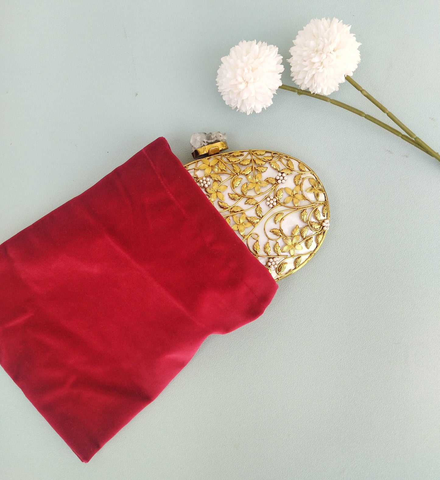 Wedding Clutch, Fancy Beaded Evening Bag With Ivory And Geode Closing