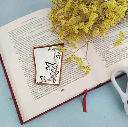 Small Brass Hand Mirror With Painted Ivy Leaves