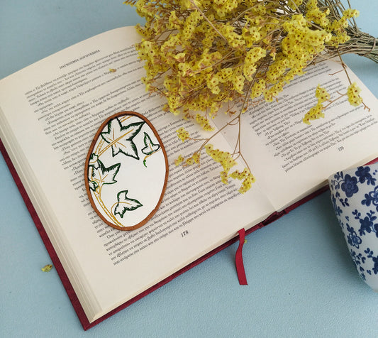 Small Brass Hand Mirror With Painted Ivy Leaves