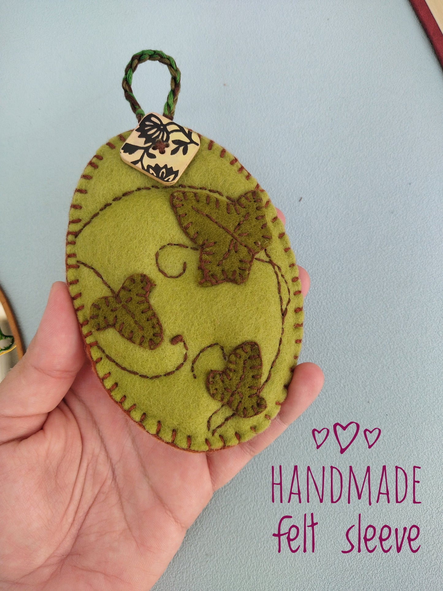 Small Brass Hand Mirror With Painted Ivy Leaves