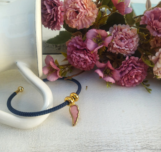 Feather Charm Bangle Bracelet, Angel Wings Open Cuff Bracelet