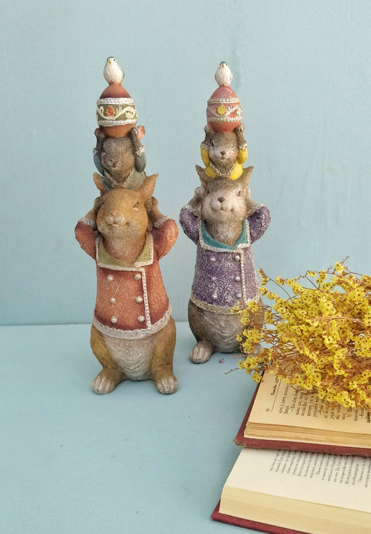 Bunny Dad And Son Figurine, Peter Rabbit Baby Shower Gift