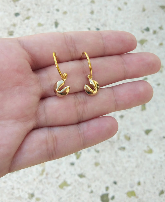 Fortune Cookie Earrings, Fortune Teller Jewelry, Miniature Food Jewelry Gift
