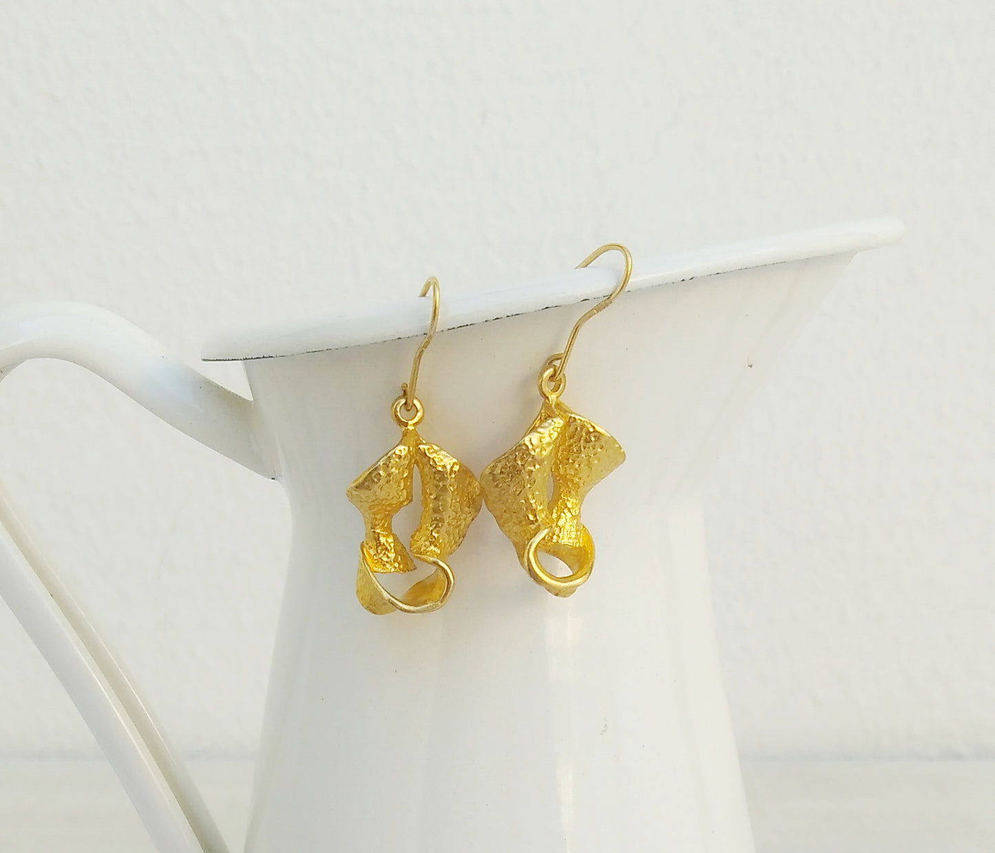 22k Gold Plated Twisted Dangle Earrings