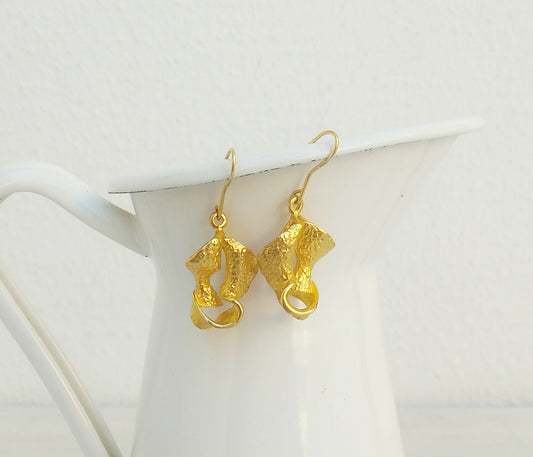 22k Gold Plated Twisted Dangle Earrings
