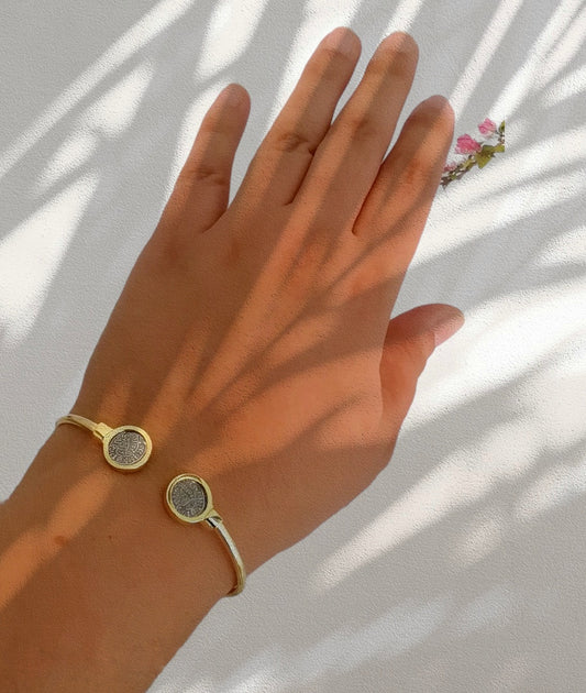 Gold Cuff Signet Bracelet, Ancient Greek Coin Bracelet