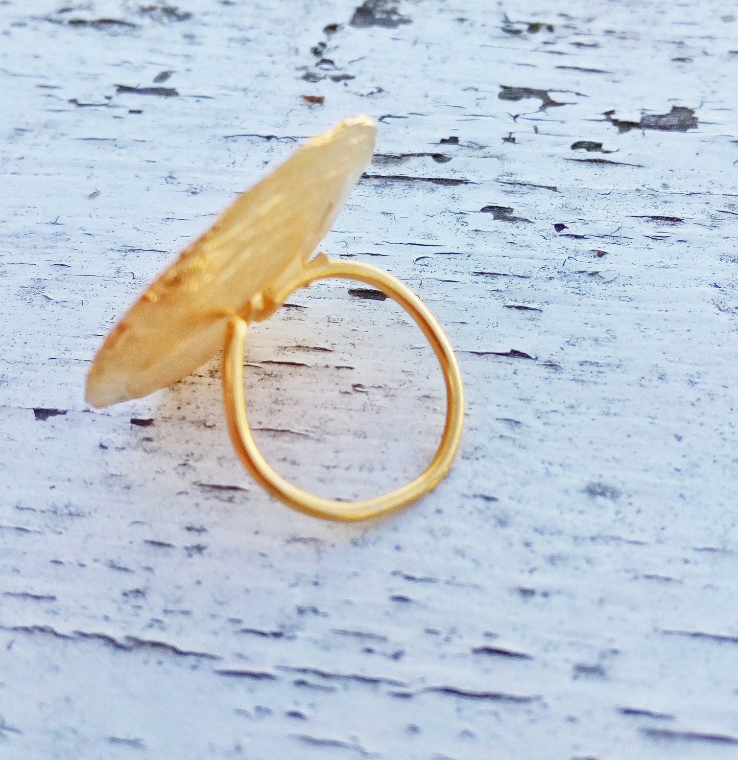 Gold Statement Ring Size 5.5, Tree Branch Ring, Disc Ring For Women