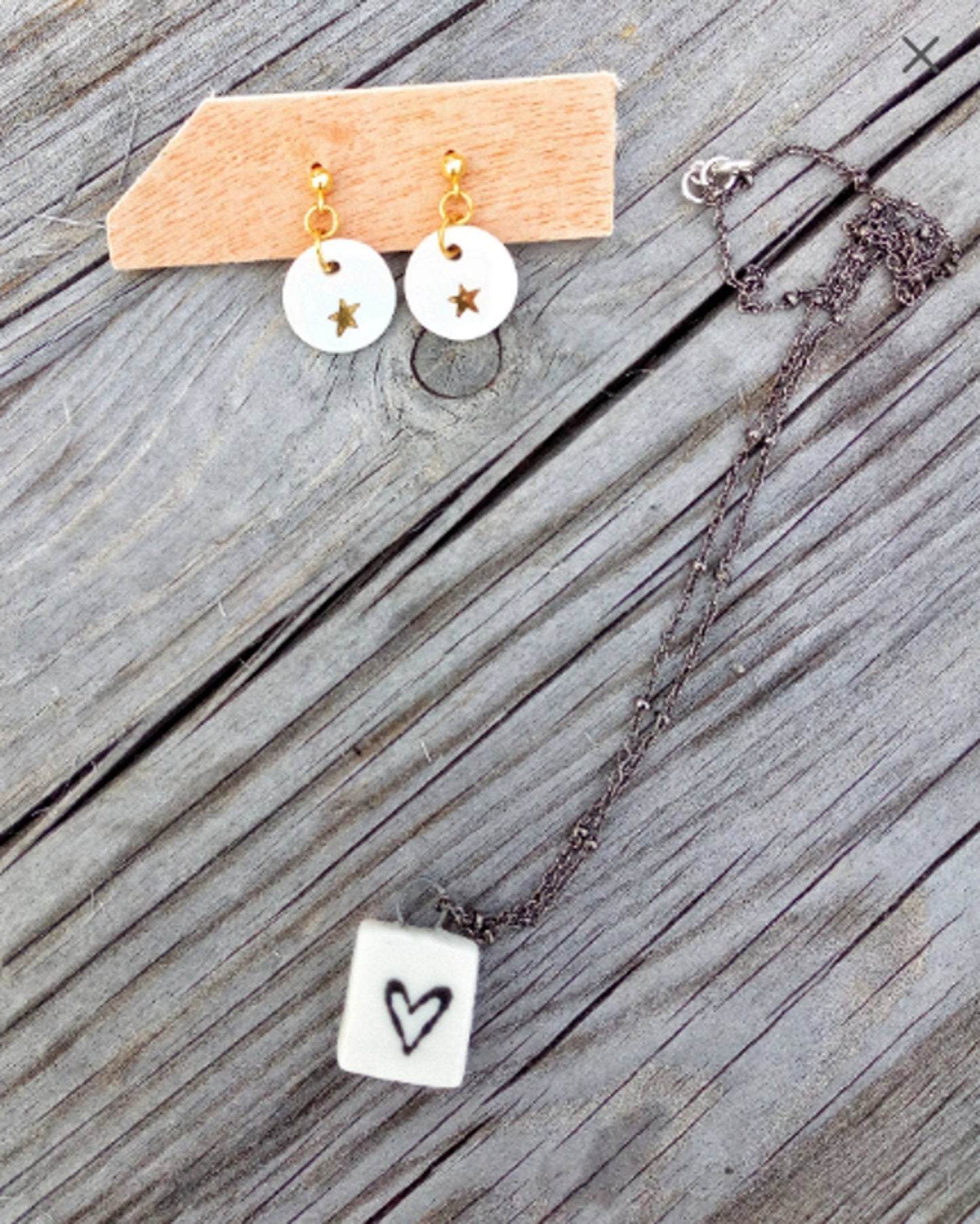 White Porcelain Star Earrings