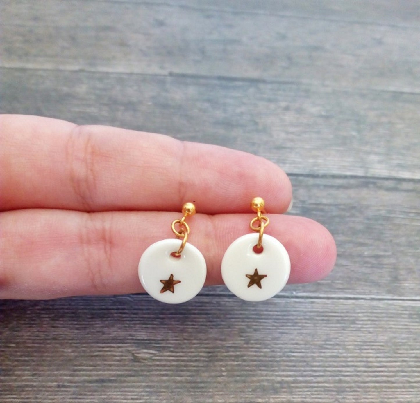 White Porcelain Star Earrings