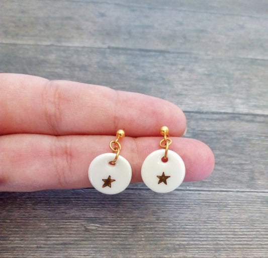 White Porcelain Star Earrings