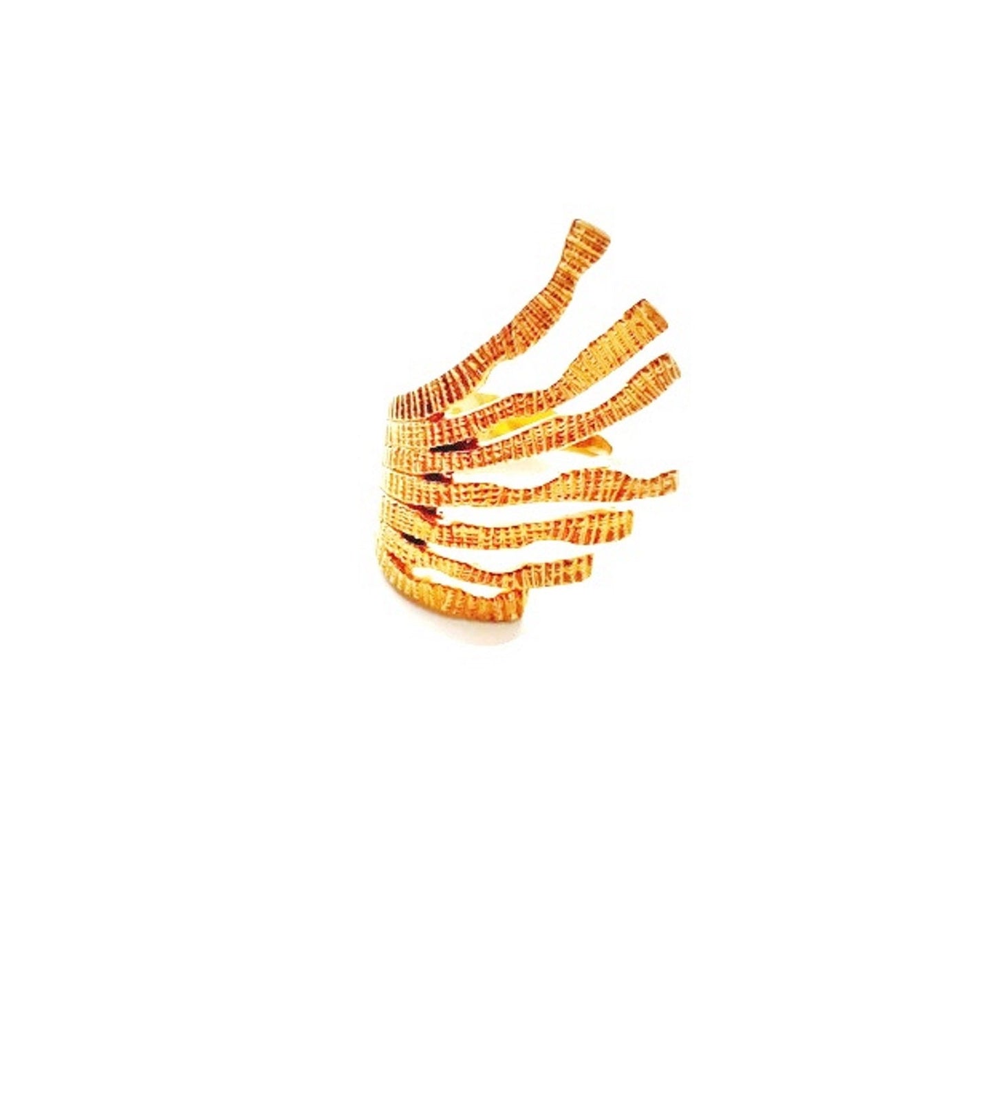 Gold Statement Ring Size 7 1/2, Abstract Geometric Ring, "Sunshine Ring"
