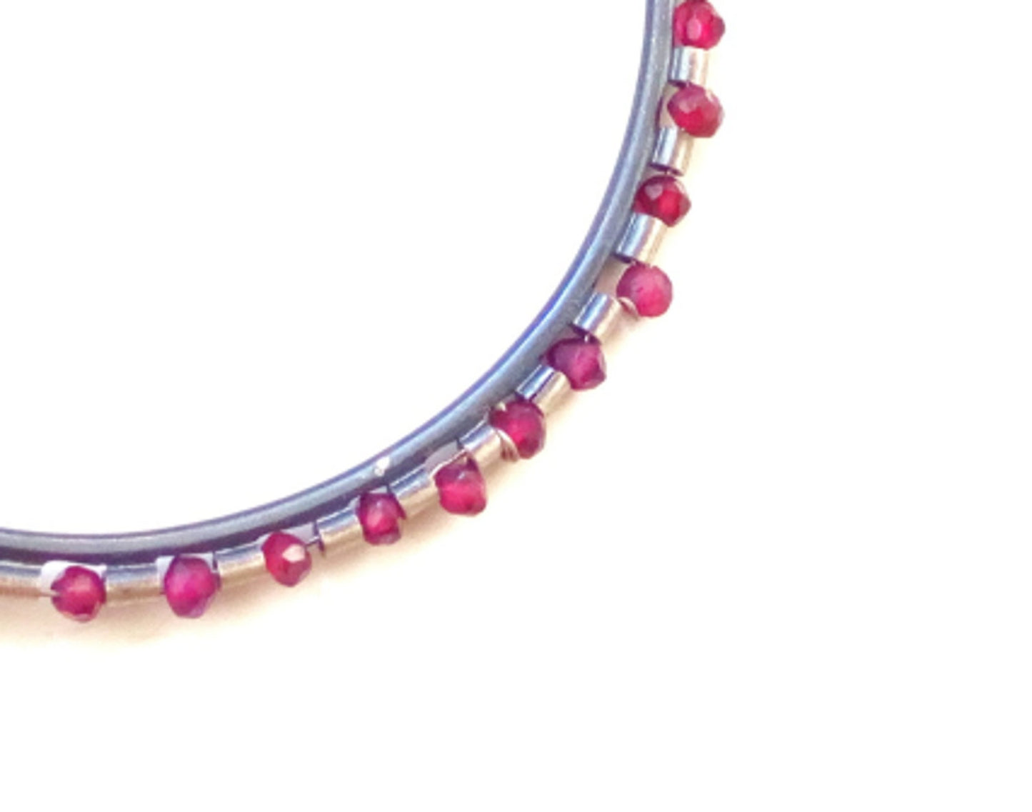 Red Ruby Earrings, Large Silver Hoop Earrings
