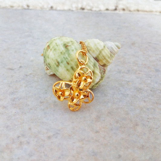 Gold Plated Silver Butterfly Charm Necklace