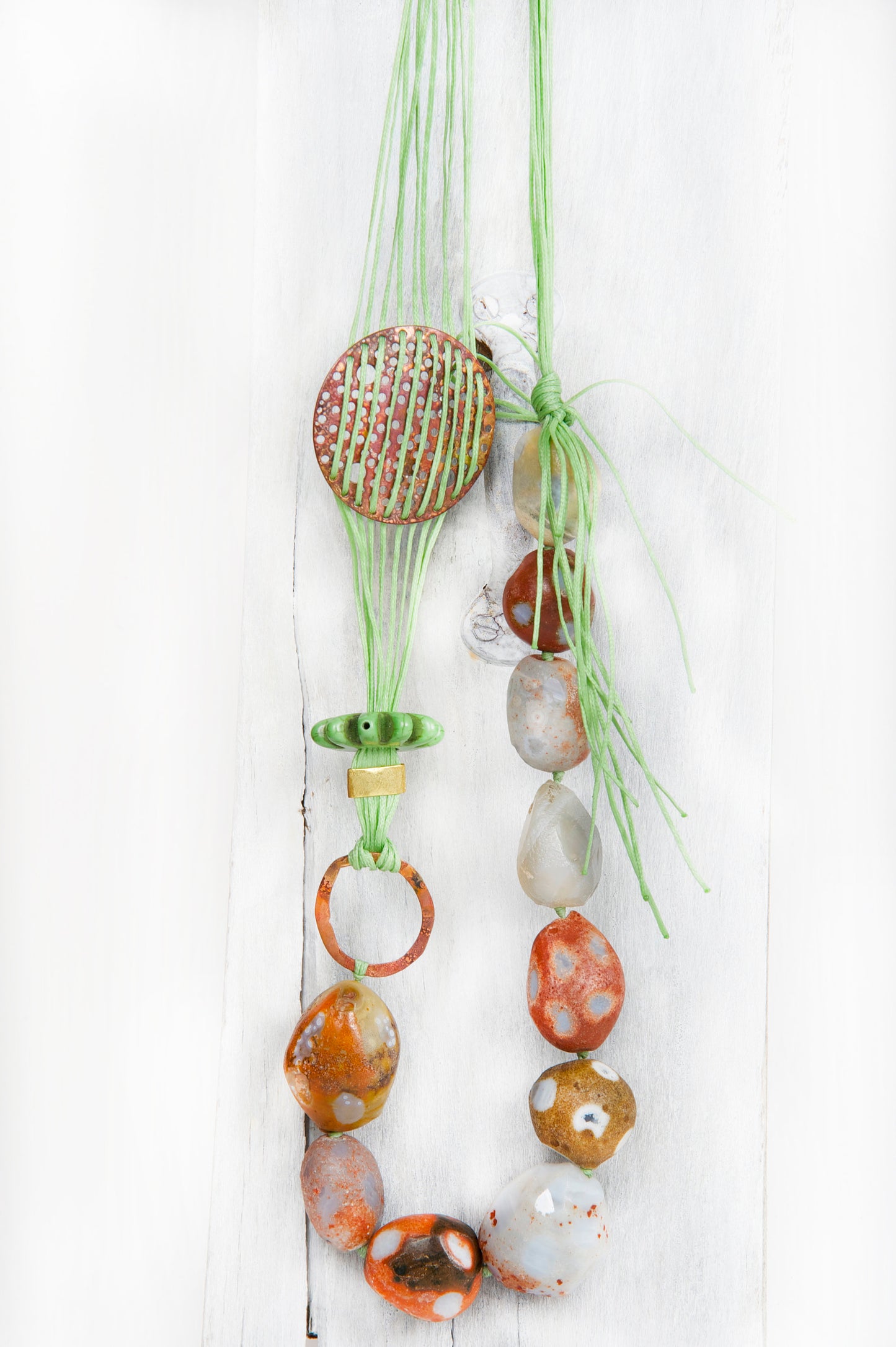 Long Stone Necklace, Carnelian Agate Necklace, Raw Gemstone Jewelry