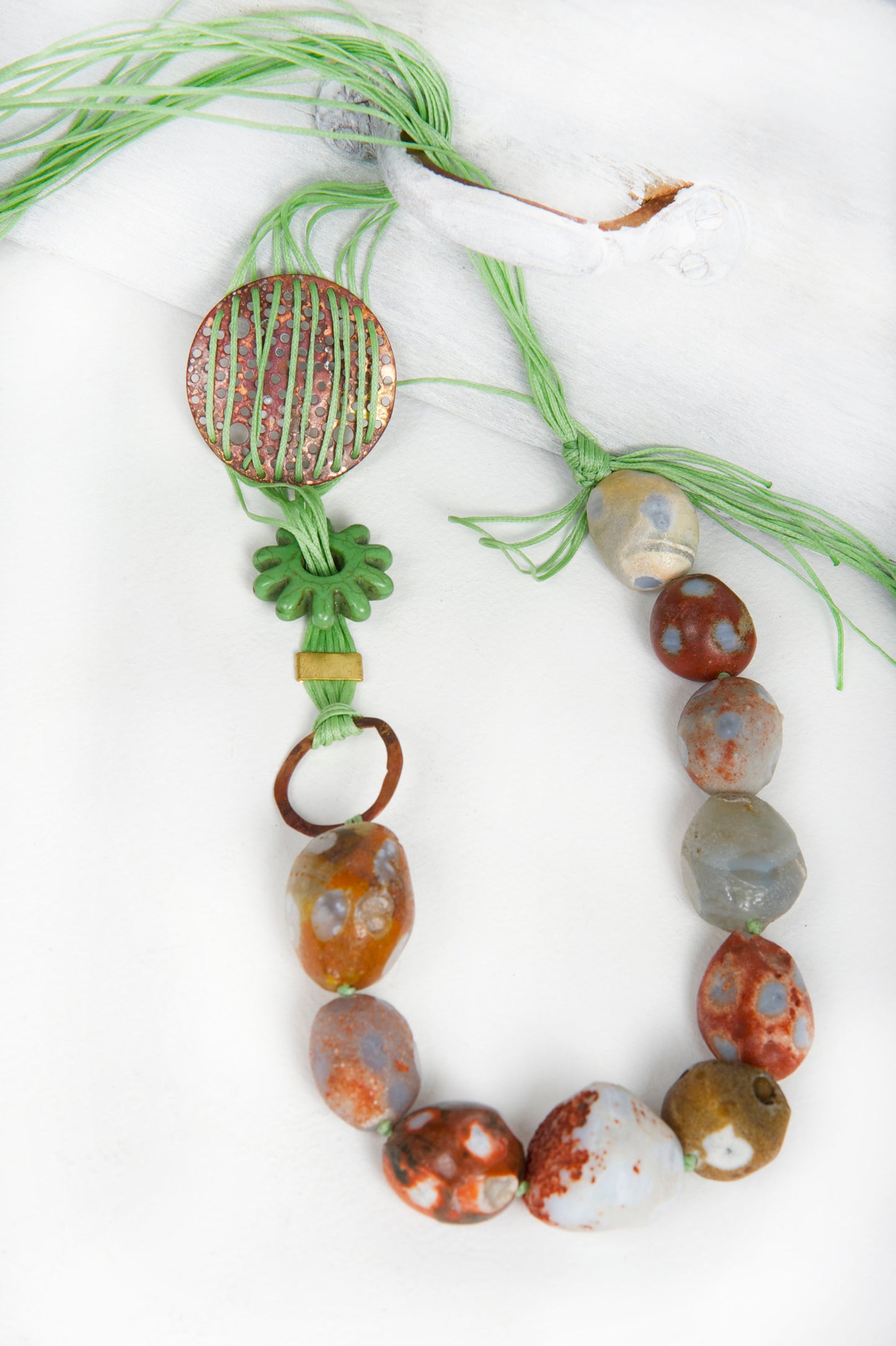 Long Stone Necklace, Carnelian Agate Necklace, Raw Gemstone Jewelry