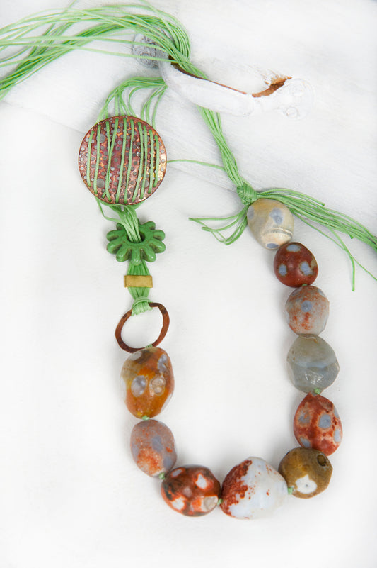 Long Stone Necklace, Carnelian Agate Necklace, Raw Gemstone Jewelry