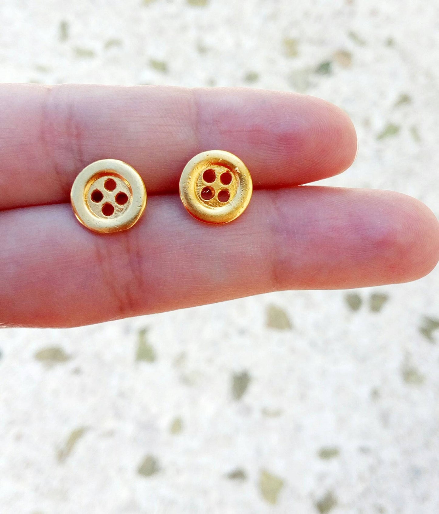 Sterling Silver Button Stud Earrings, Cute Post Earrings For Little Girl