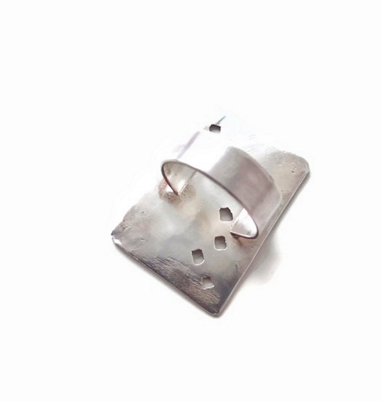 Large Sterling Silver Ring Size 8, Statement Geometric Ring, Chunky Cocktail Ring For Her