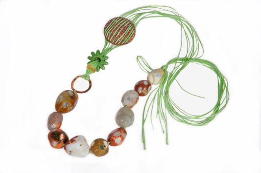 Long Stone Necklace, Carnelian Agate Necklace, Raw Gemstone Jewelry