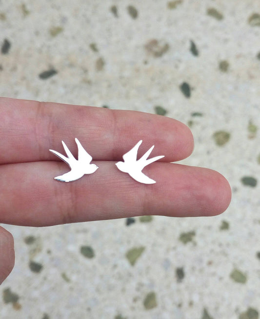 Hypoallergenic Studs, Bird Stud Earrings, Swallow Earrings