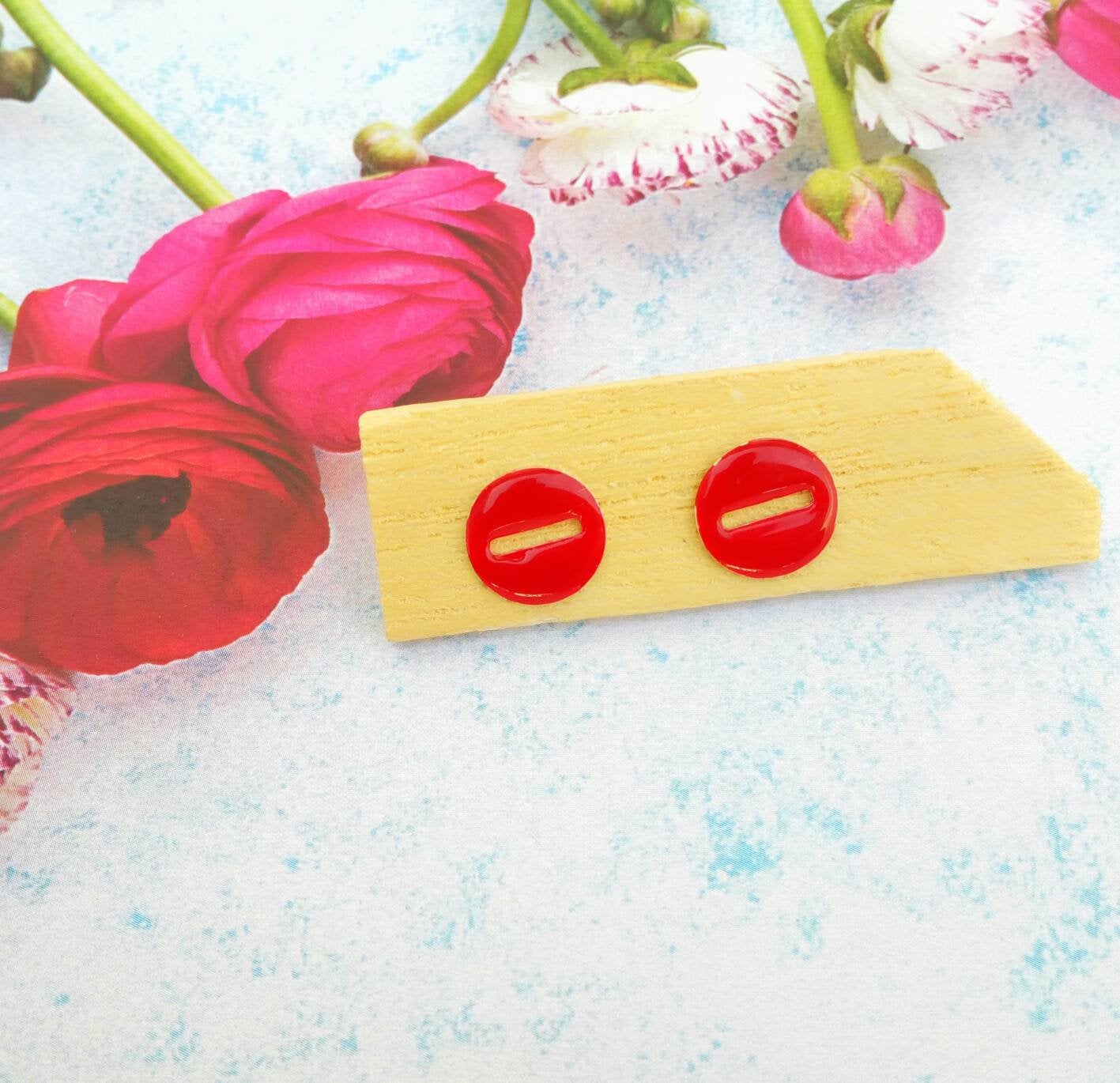Red Post Earrings, Stop Earrings, New Driver Gift