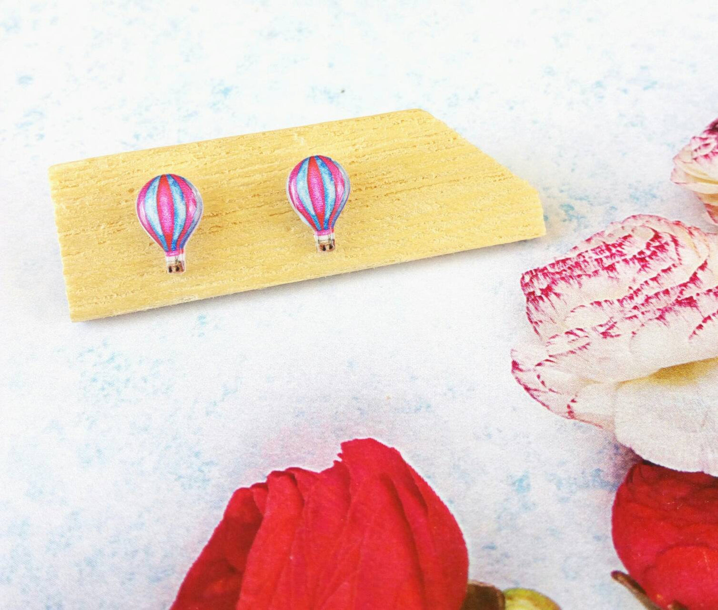 Hot Air Balloon Earrings, Mini Silver Stud Earrings