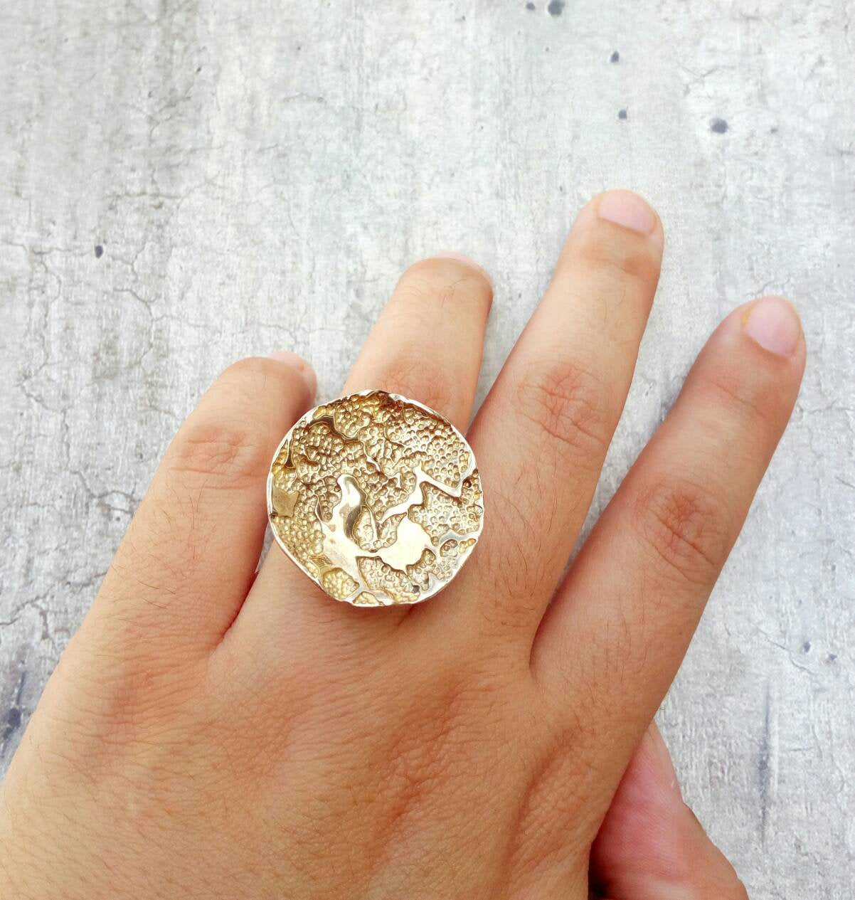 World Map Ring, Silver Statement Ring, Globe Ring For Women Size 7 3/4
