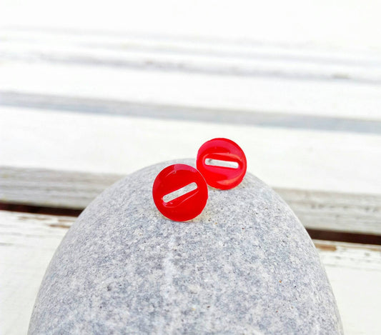 Red Post Earrings, Stop Earrings, New Driver Gift
