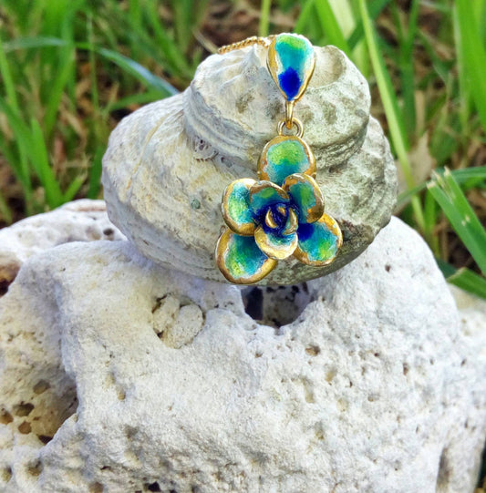 Enamel Wildflower Necklace, 18k Gold Plated Silver Woodland Necklace From Real Flower