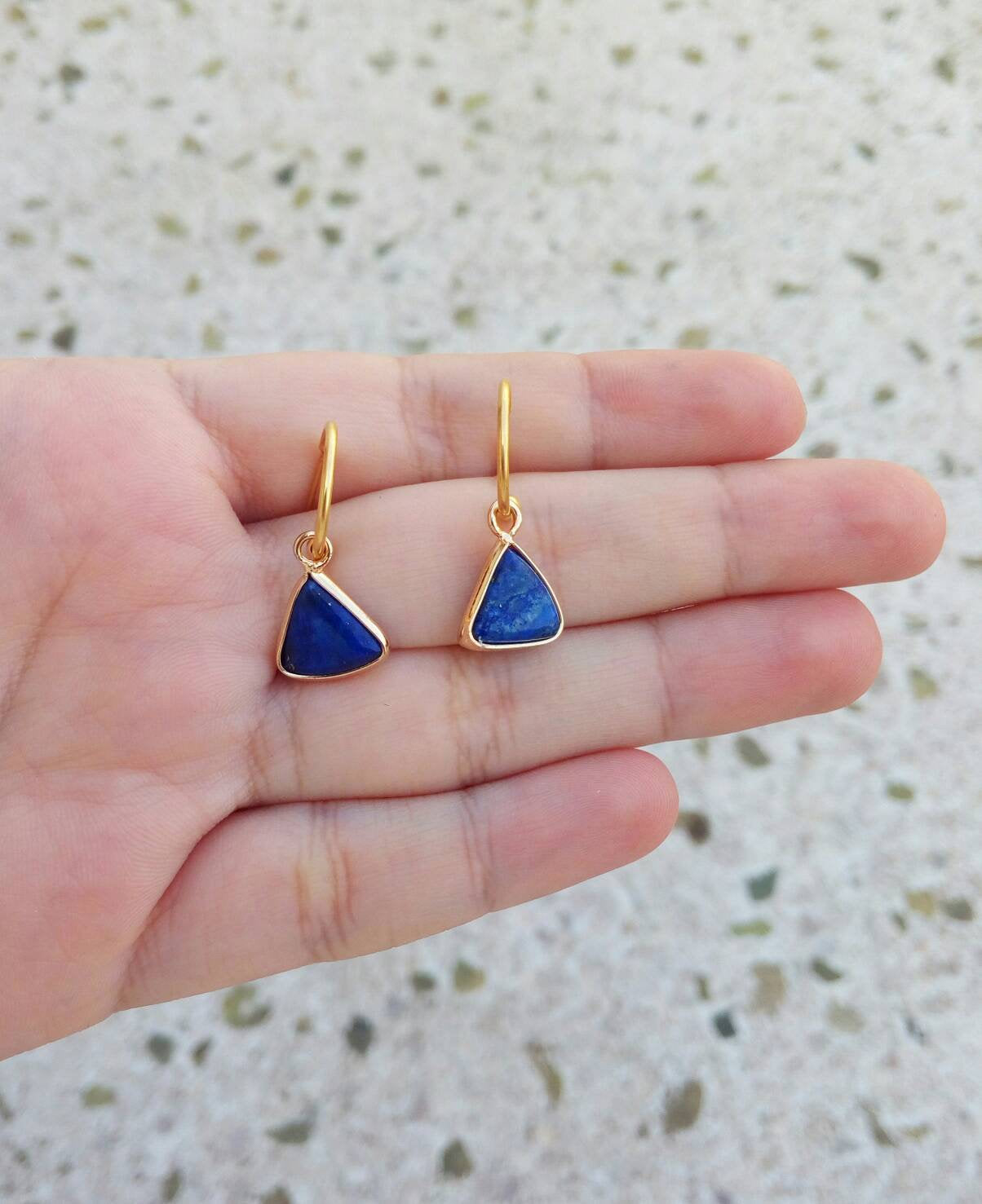 Blue Hoop Earrings, Lapis Earrings, Navy Blue Bridesmaid Jewelry