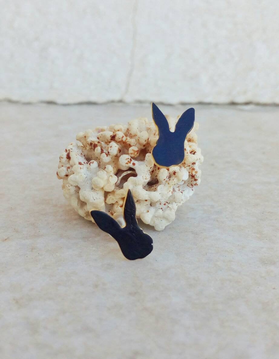 Black Bunny Earrings, Nickel Free Rabbit Earrings