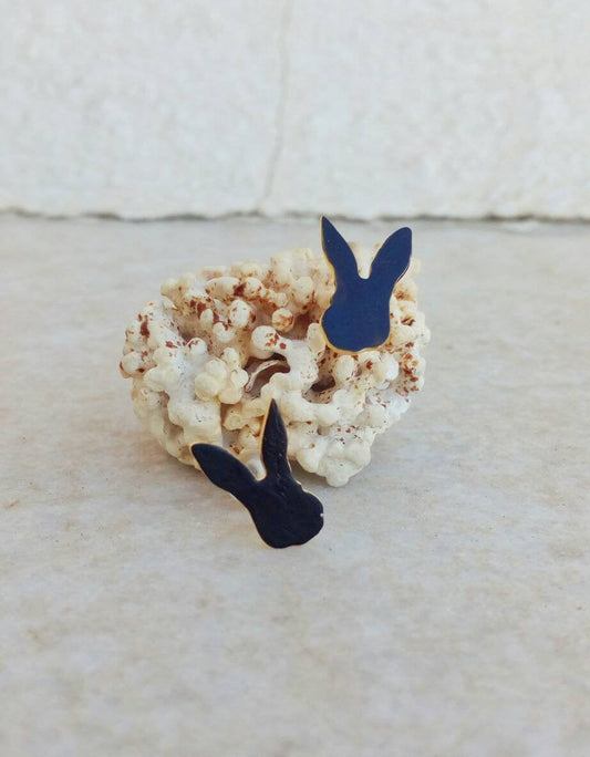 Black Bunny Earrings, Nickel Free Rabbit Earrings