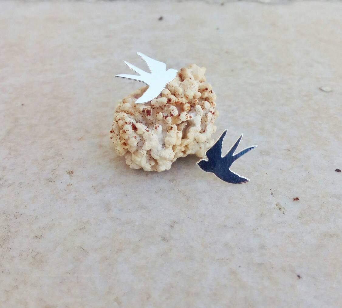 Hypoallergenic Studs, Bird Stud Earrings, Swallow Earrings