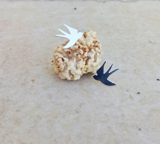 Hypoallergenic Studs, Bird Stud Earrings, Swallow Earrings