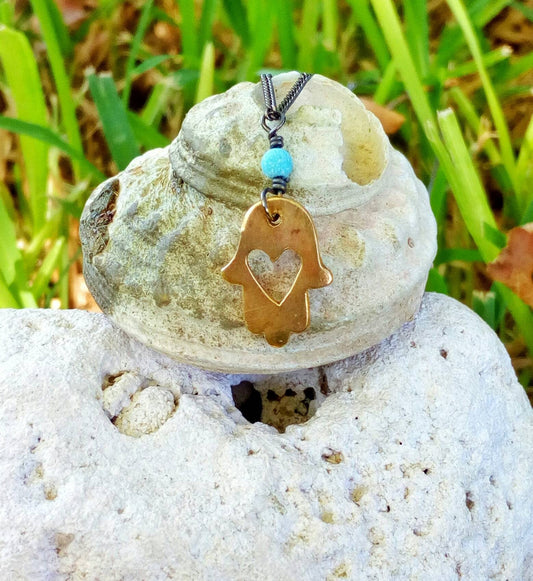 Hamsa Necklace, Hand Of Fatima Protection Necklace