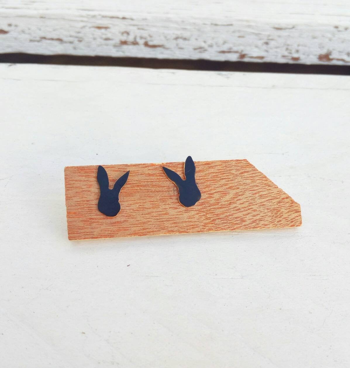 Black Bunny Earrings, Nickel Free Rabbit Earrings