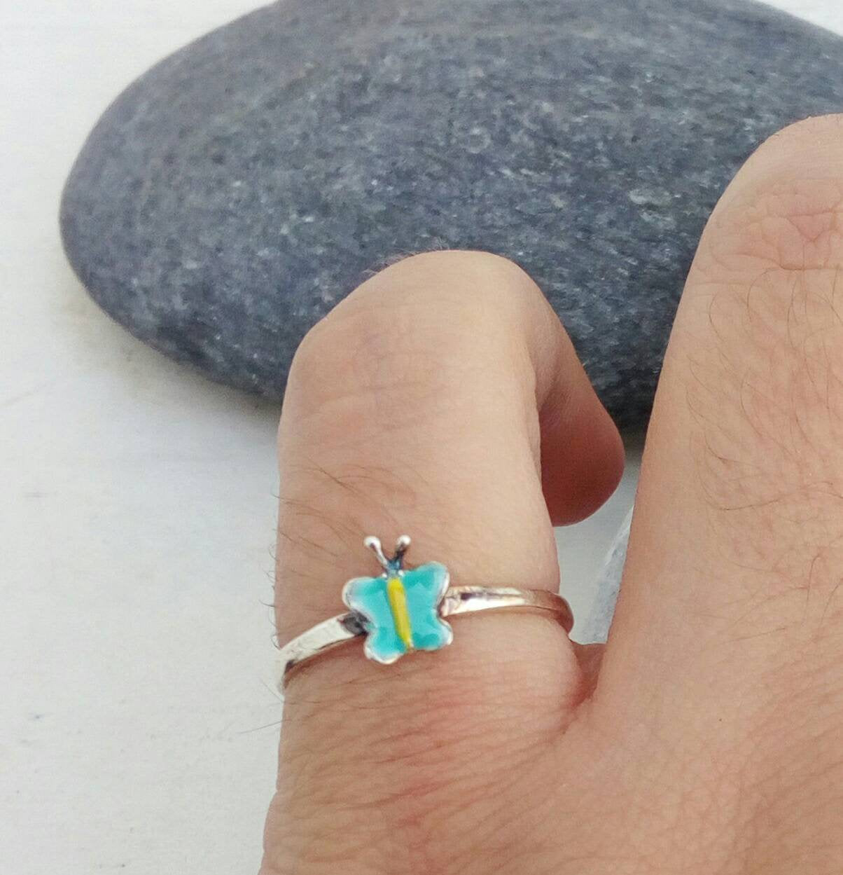 Silver Butterfly Ring, Little Sister Gift From Brother, Cute Pinky Ring