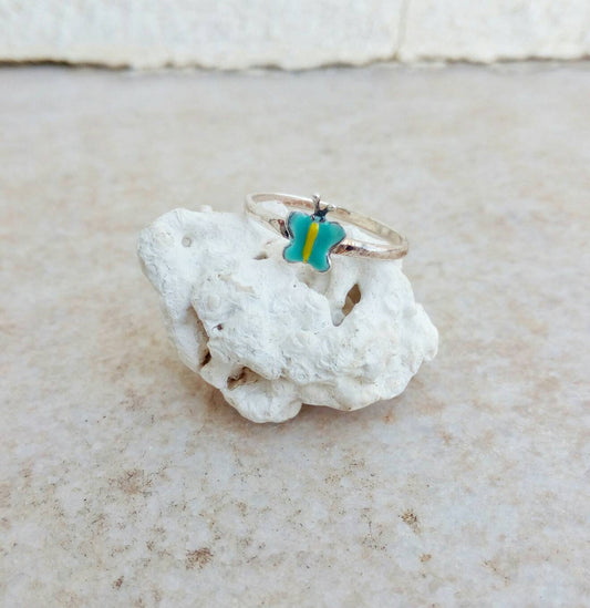 Silver Butterfly Ring, Little Sister Gift From Brother, Cute Pinky Ring